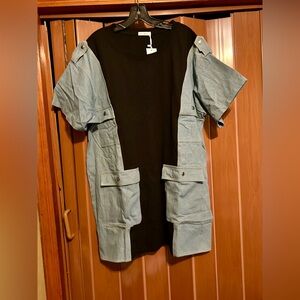 La Ross denim & black dress size medium NWT